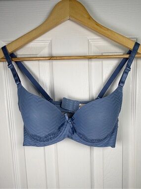 Coobie Slate Blue Lace Trim Underwire Bra Women's 36B Padded NWT Everyday Comfor